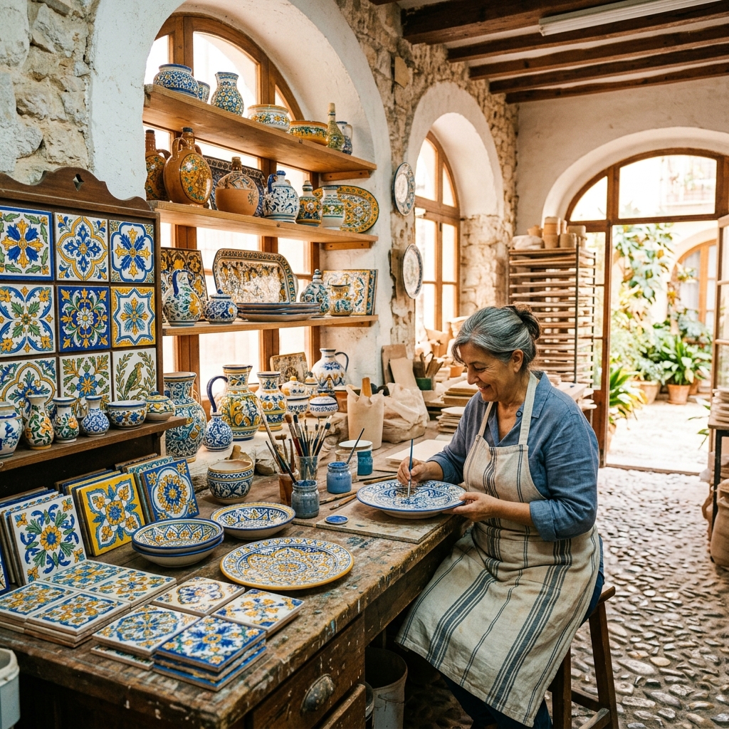 Beautiful sunlit Valencia ceramics workshop